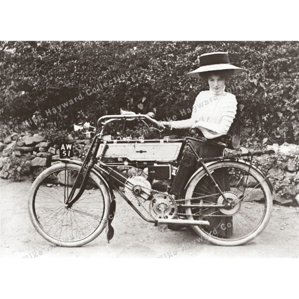 Edwardian woman and motorcycle