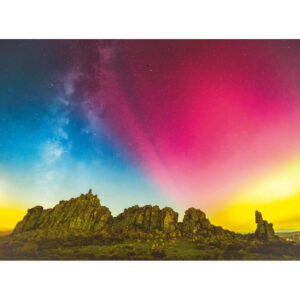 Aurora and milky way in Shropshire greeting card