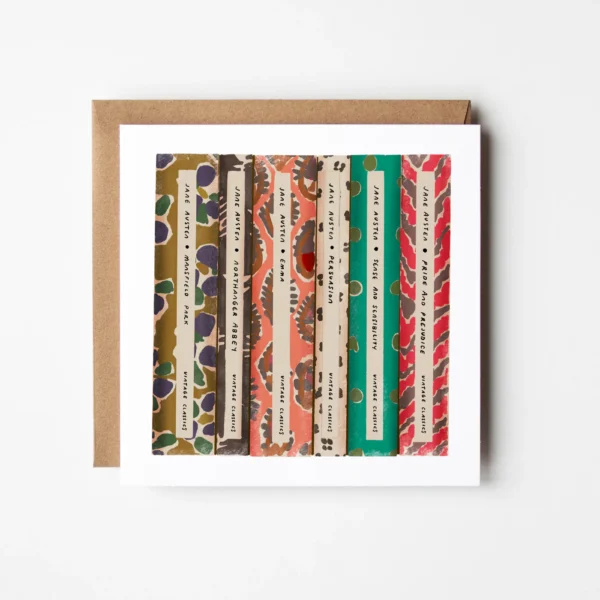 Jane Austen books greeting card